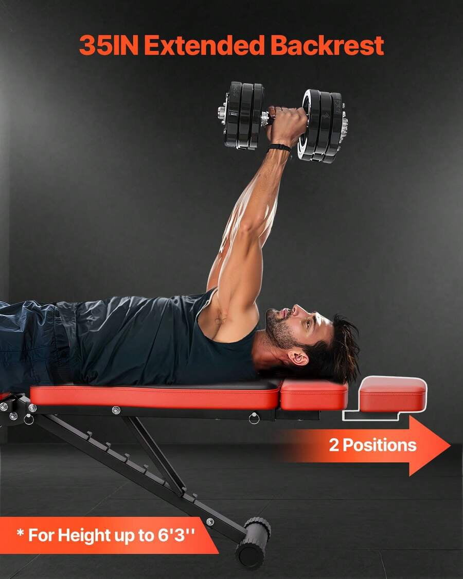 Weight Bench, 660lbs Adjustable Weight Bench Press For Full Body Workout, Exercise Sit Up Bench For Home Gym Strength Training, Flat Bench With Extended Head/Neck Protection & Quick Folding