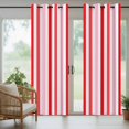 thumbnail image 4 of Red Pink Stripe Outdoor Curtains for Patio Waterproof,Windproof Privacy Curtains with Weighted Bottom,Geometric White Vertical Striped Outside Drapes for Picnic Garage Backyard Cabana 54"x84" 1 Panel, 4 of 8