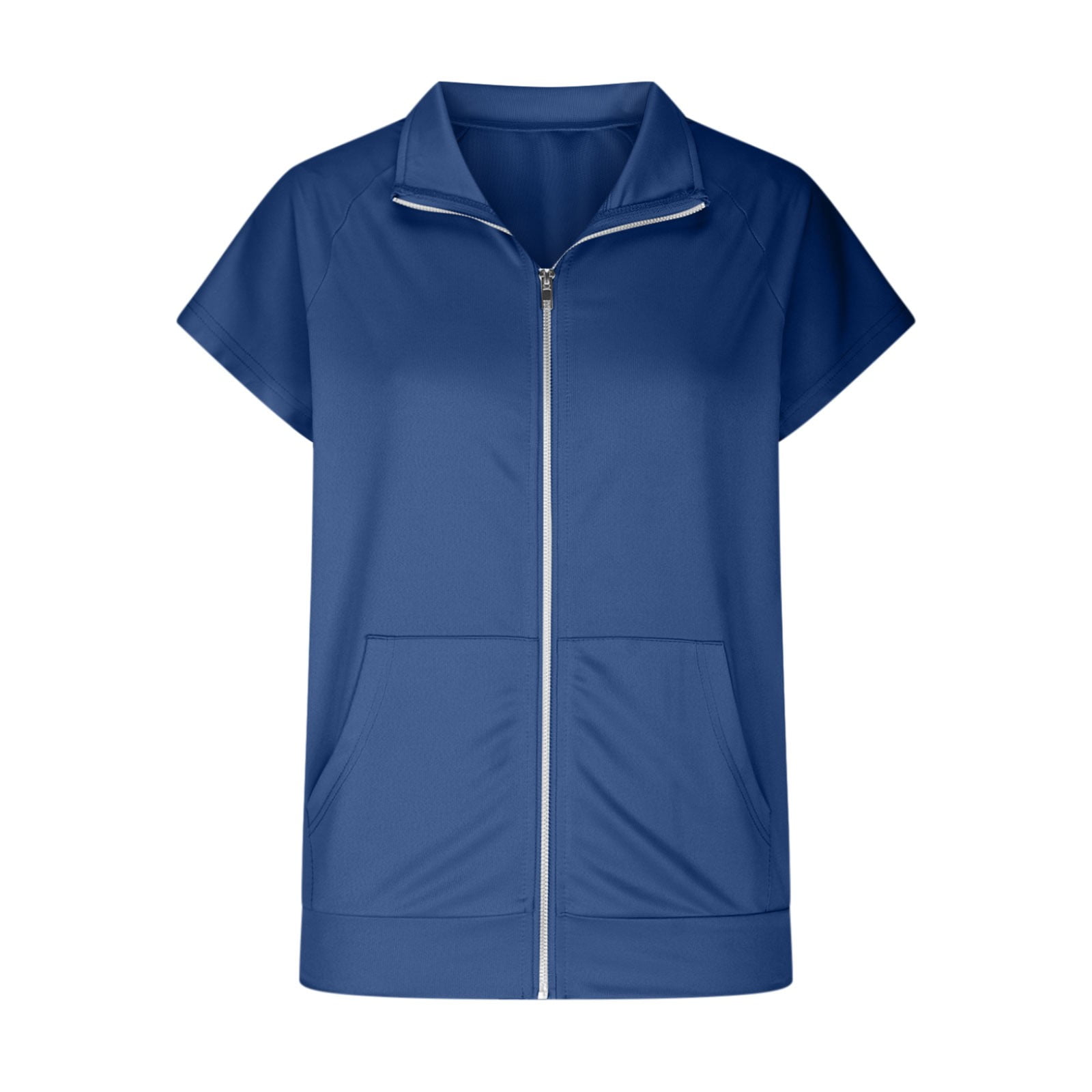 Fartey Women's Sweatshirts Vest Oversized Zip Up Sleeveless Jacket Dressy Casual Stand Collar Hoodless Coat Lightweight Solid Color Running Vest Coats with Pockets S