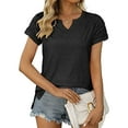 thumbnail image 1 of Camiseta Tops mujer Minnieouse Verano plisado manga corta cuello en V Negro METRO, 1 of 6