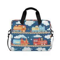 FORMRS 16" Laptop Sleeve Bag Carrying Case with Handle Travel Shoulder Briefcase, Blue Cute Train Pattern