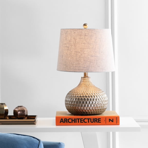 JONATHAN Y Bates 22" Honeycomb LED Table Lamp, Antique Brown, JYL3020A