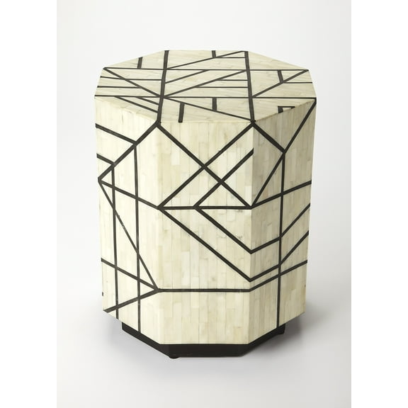 Butler Specialty Accent End Table In Black And White Bone Inlay