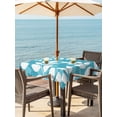thumbnail image 3 of Outdoor Tablecloth with Umbrella Hole for Patio/Picnic/Party/Camping, Teal Cyan Leaves Waterproof Table Cloth Square Cover Washable, Farmhouse Botanical Branch Vintage Boho Leaf (60"x 60"), 3 of 9