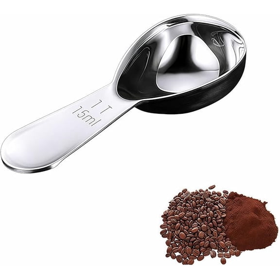 1 Tbsp(15ml) Coffee Scoop,Stainless Steel Measuring Spoons for Coffee,Protein Powder,Sugar,Easy Read Laser Engraved Mark,Short Handle Fits in Container,Rust-Resistant,Drop-Resistant (1T 15ml)