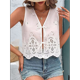 thumbnail image 5 of Chaleco con Lazo Frontal para Mujer, Camiseta Sin Mangas con Bordado Floral Y2K, Cuello en V, Top Corto, Lindas Camisetas para Salir. XL, 5 of 8