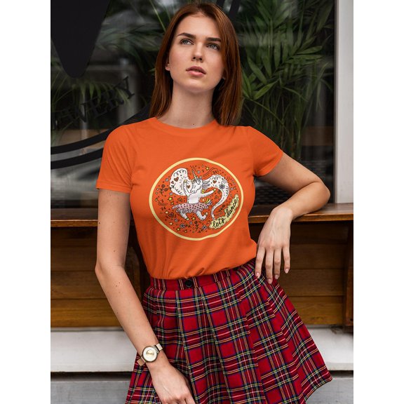 Cute Unicorn Let's Dance Shaped T-Shirt Women -Image by Shutterstock, Female Small