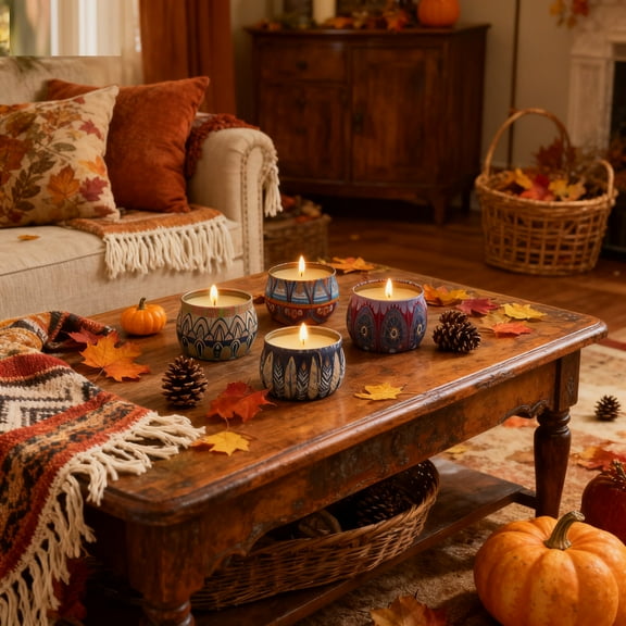 Aromatherapy Scented Candles Gift Set - Large  4.4 Oz - 4 Pack with 8% Essential Oils, 120H  Burning, Stress Relief Gifts for Women, Relaxing Home Fragrance for Birthday, Christmas, Home Decor