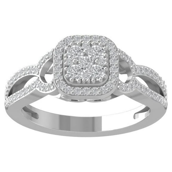 ARAIYA FINE JEWELRY 10K White Gold Round Lab Grown Diamond Engagement Ring (1/2 cttw, VS Clarity, D-E Color) Size 5.5