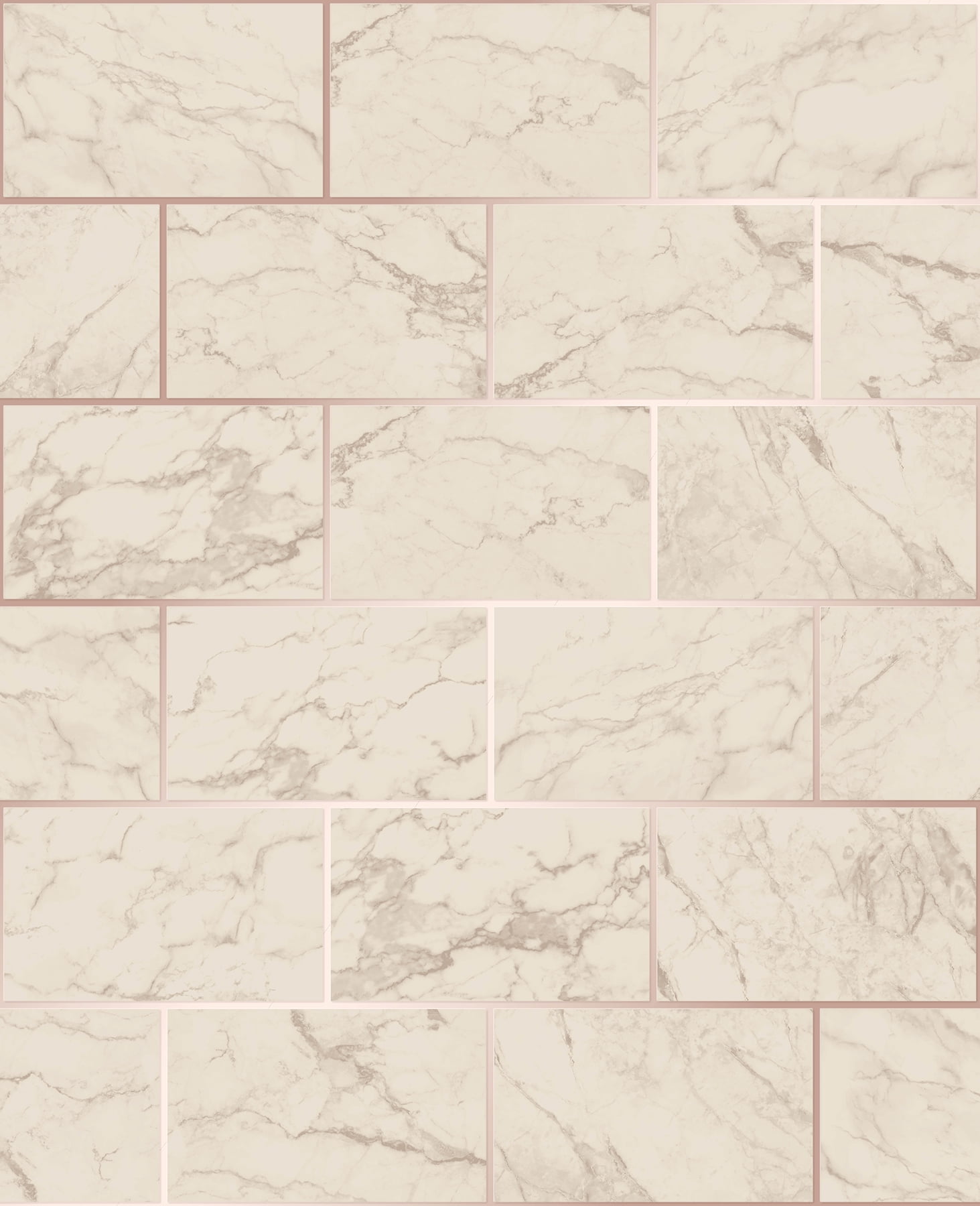 Crown Mirren Beige Marble Subway Tile Wallpaper