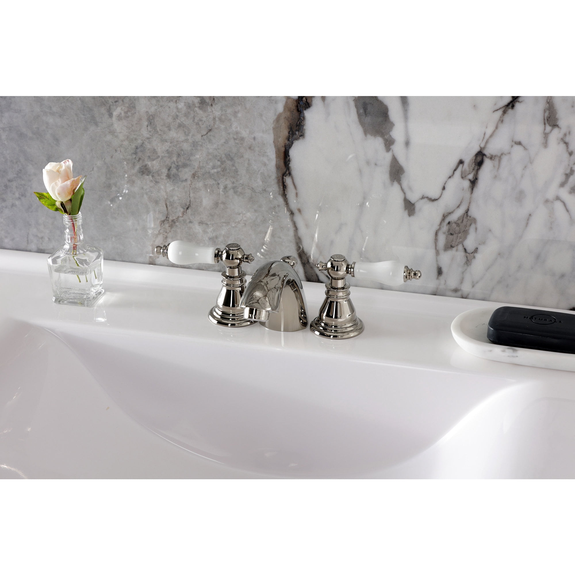 Kingston Brass KB956APLPN American Patriot Mini-Widespread Bathroom Faucet with Pop-Up Drain, Polished Nickel