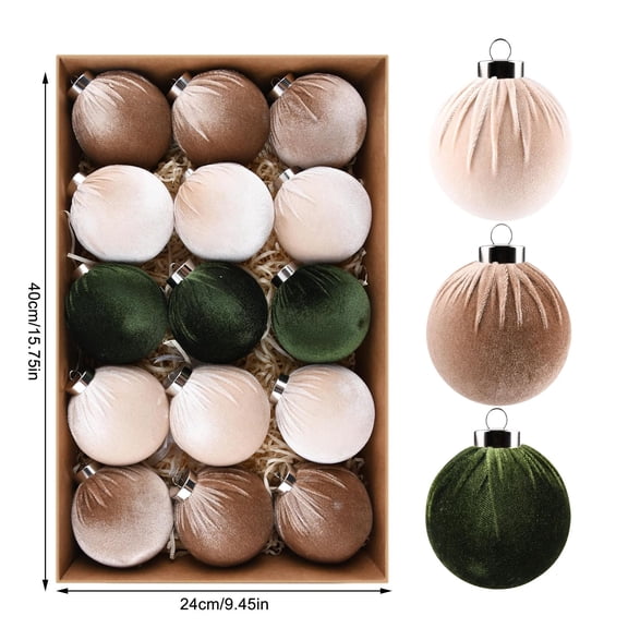 Rkxzt Pompoms Christmas Tree Ornaments 8cm Velvet Ball Set 15pc Holiday Decorations,Christmas Decoration Supplies|Flock