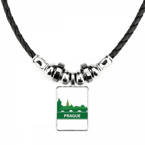 praga republica checa verde hito collar a mano colgante de cuerda de cuero unbranded m