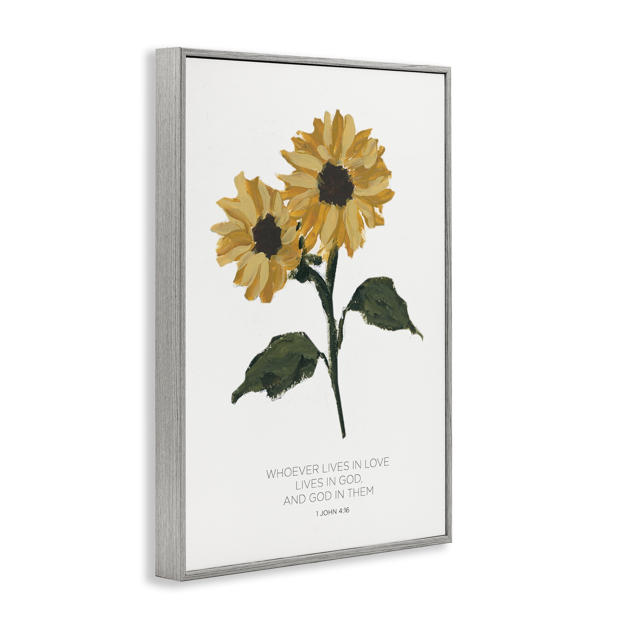 Stupell Industries Proverb with Sunflowers Religious Painting Gray Framed Art Print Wall Art, 20 x 30