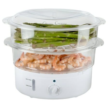Classic Cuisine 2-Tier Electric Vegetable Steamer and Rice Cooker with Timer