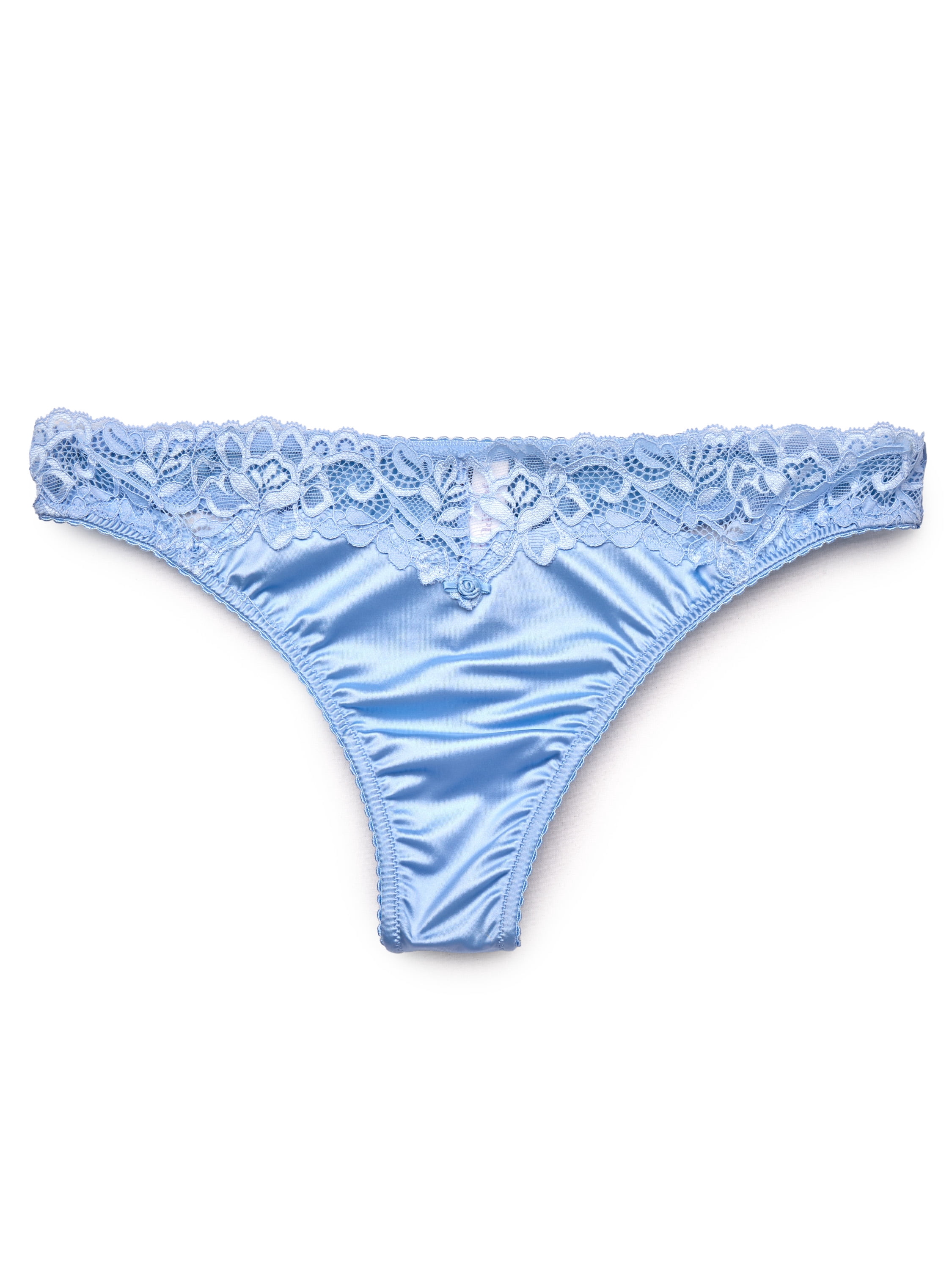 Joyspun Women's Satin Bridal Thong Panties with Lace and Picot, 2-Pack, Sizes XS-3XL