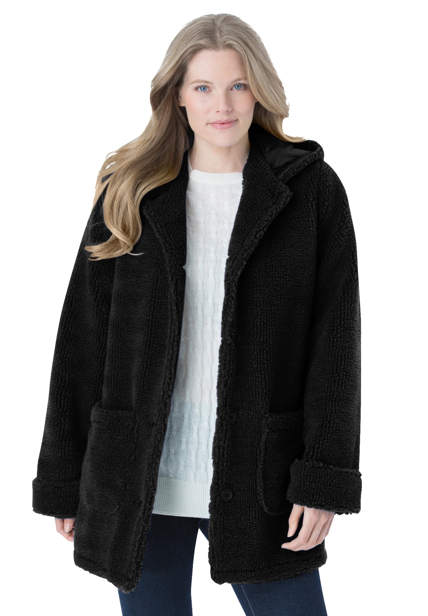 Woman Within Woman Within Women's Plus Size Hooded Berber Fleece