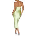 thumbnail image 5 of Biekopu Women's Summer Satin Tube Dress,Sleeveless Strapless Solid Color Bodycon Long Dress, 5 of 9