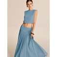 thumbnail image 4 of Women'S Solid Color Pleated Midi Skirt Versatile Fashion Casual Long Skirt Elegant Green L, 4 of 9