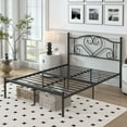 thumbnail image 3 of Yoneston 12” Full Size Heavy Duty Metal Platform Bed Frame with Love-Heart Shape Headboard for Bedroom Furniture, Black, 3 of 7