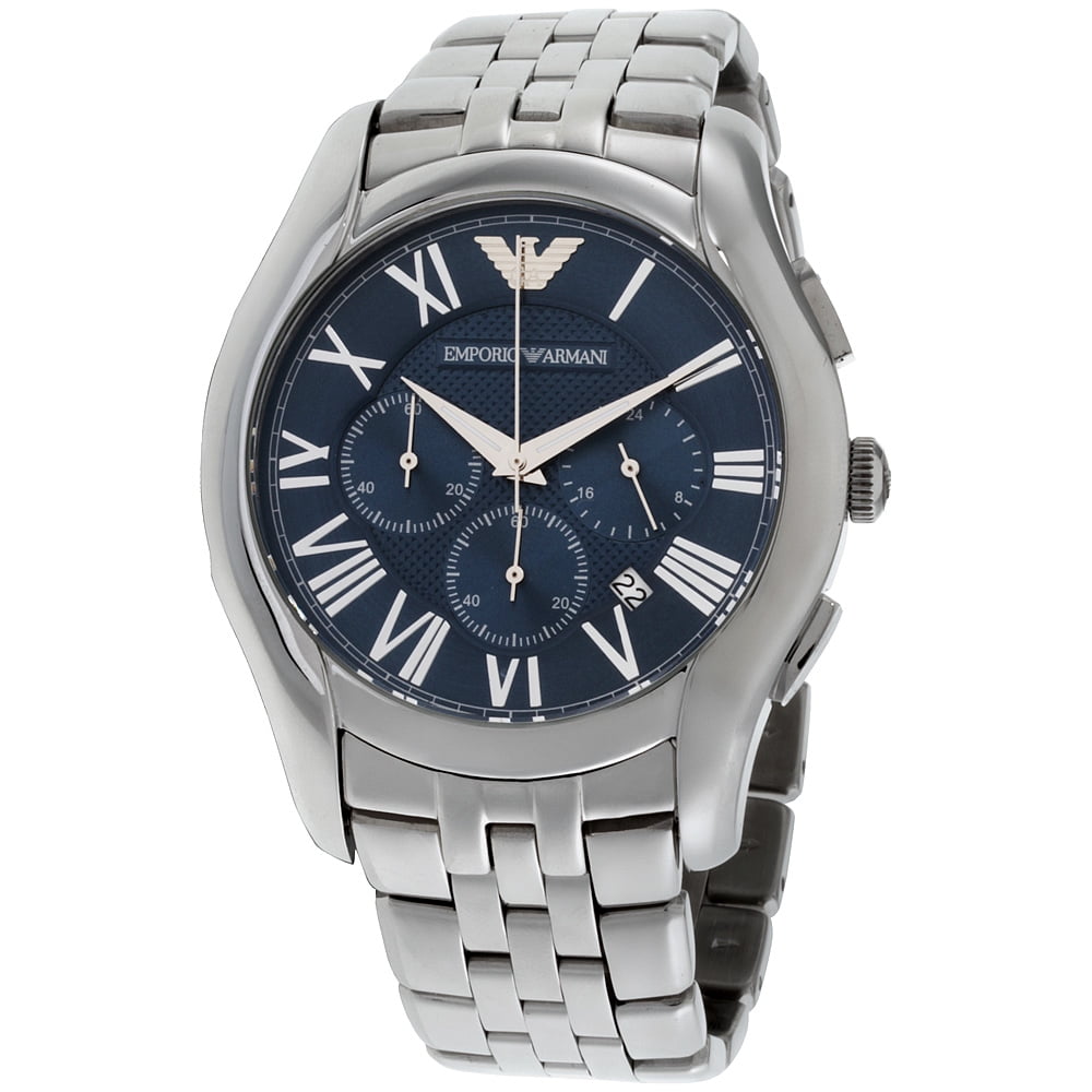 emporio armani stainless steel analogue clock with crystal hour markers
