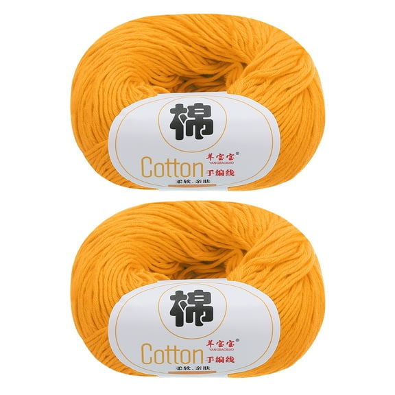 Uxcell 100% Cotton Yarn, 2 Packages of 100g/3.53oz(Per Skein 50g/137yards)/Orange