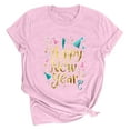 thumbnail image 1 of Amzcrzy Womens Tops Spring Summer Fashion Loose Fitting Pullover Versatile Shirts Happy New Year Graphics Printing Round Neck Short Sleeve Tops, 1 of 2