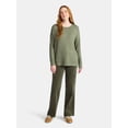 thumbnail image 2 of Time and Tru Women's Hacci Knit Tee with Long Sleeves, Sizes XS-XXXL, 2 of 5