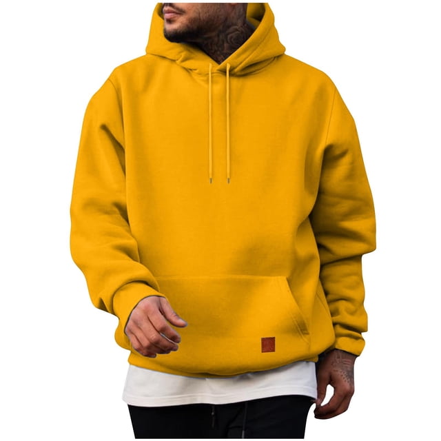 vdgthytj Big and Tall Hoodies for Men Basic Solid Color Long Sleeve Sweatshirt Baggy Drawstring Pullover with Pocket