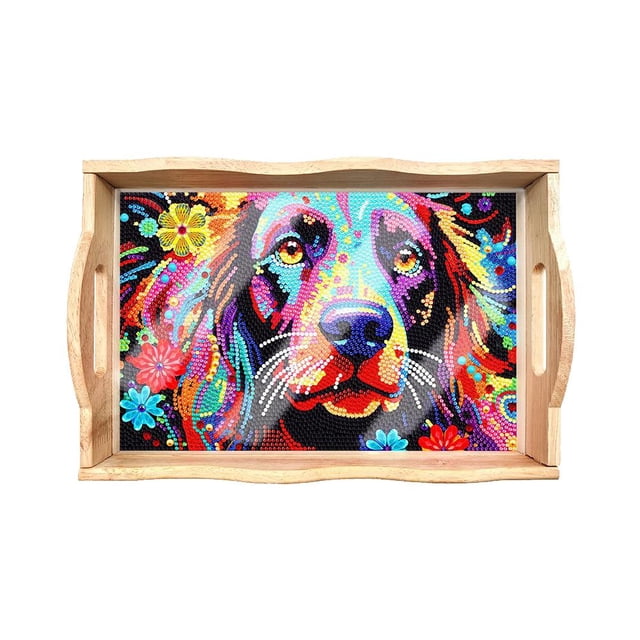 DIY Wooden Painting Service Tray Sewing Embroidery Crafts Refreshments V5E9