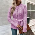 thumbnail image 4 of Cardigan Sweaters for Women Long Sleeve Button Waist Tie Crochet Knitted Sweater Jacket Coat Womens Cardigan Sweaters, 4 of 6