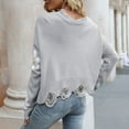 thumbnail image 5 of BKQCNKM Sweatshirt for Women Oversized Sweatshirt for Women's Ripped Long Sleeved Loose Knit Sweater with Small Flower V Neck Pullover Crewneck Sweatshirts Women, Gray M, 5 of 6