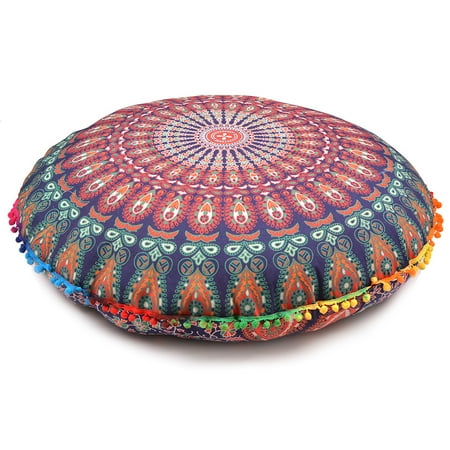 - Blue Floor Cushion Covers Mandala Pillow Cover Cases Round Patio Throws Decorative Cushion Covers Size 32