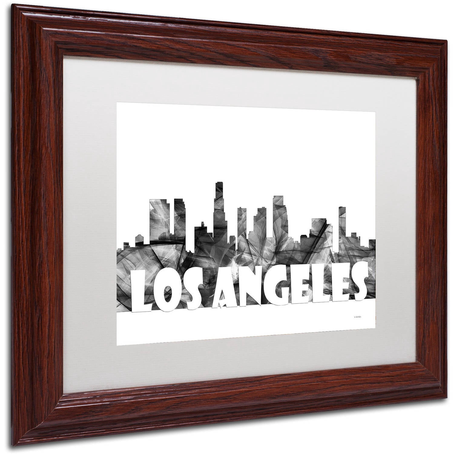 Trademark Fine Art 'Los Angeles CA Skyline BG-2' Canvas Art by Marlene Watson, White Matte, Wood Frame