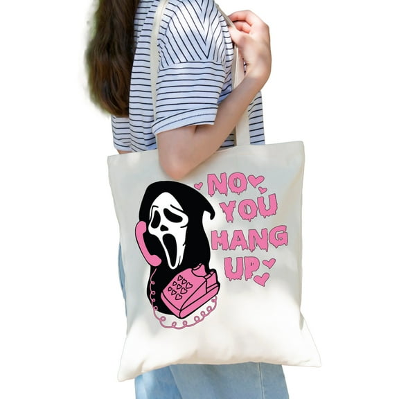 Canvas Tote Bag, Halloween Candy Bag, No You Hang Up, Halloween Tote Bag, Trick or Treat Bags