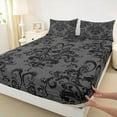 thumbnail image 3 of jejeloiu Damask Floral Pattern Twin Sheet Sets,Victorian Print Twin Fitted Sheet,Funny Halloween Witch Flat Sheet For Men Women,Luxury Bedroom Decor,3pcs, 3 of 7