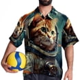 thumbnail image 4 of Retro Cat Men's Short Sleeve Hawaiian Print Button Down Beach Shirt, 4 of 6