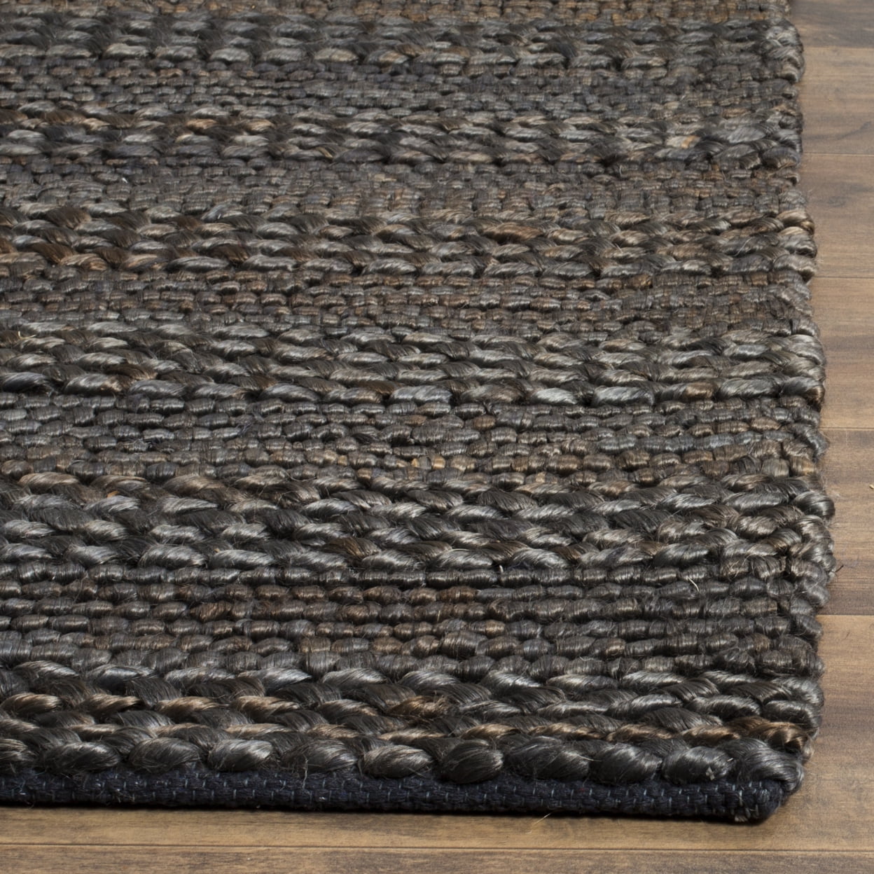 SAFAVIEH Natural Fiber Henrika Braided Area Rug, Charcoal, 6' x 6' Square