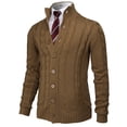 thumbnail image 2 of Mens Casual Slim Fit Cardigan Cable Knitted Sweater Thermal Button Down Closure (CMOCAL061), 2 of 6