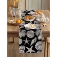 thumbnail image 3 of Summer Marine Life Table Runner, Graffiti Corals Shell Conch Sea Starfish Black Cotton Linen Kitchen Table Decoration Washable Dining Tabletop Runners for Home Party Decor 14x72 Inches, 3 of 9