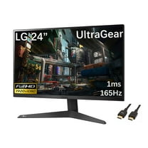 LG 24" Ultragear FHD(1920 x 1080) Gaming Monitor, 1ms, 165Hz, AMD FreeSync Premium, Black, with 5ave HDMI Cable