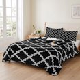 thumbnail image 2 of Twin Quilt Set 68''x86'', Modern Black Geometric Lightweight Summer Bedspread Coverlet Set with 2 Pillow Shams, Abstract Art Morocco Aesthetic Breathable All Season Quilt Bedding for Dorm/Bedroom, 2 of 9