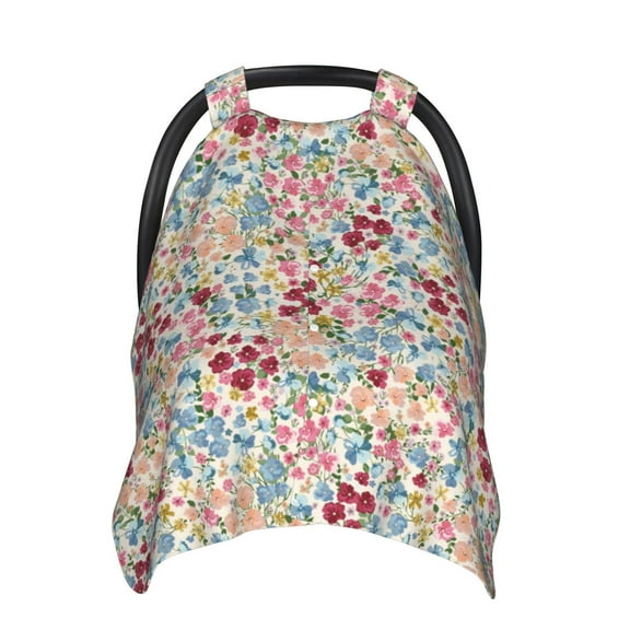 Yiaed Trendy Floral Design Print Baby Car Seat Canopy Carrier Cover, Breathable Nursing Cover for Breastfeeding,Multi-Use Infant Carseat Stroller Cover