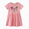 thumbnail image 1 of gdxvjhbj Robe Fillette Robe Fille Décontractée Col Rond Ligne A Manches à Volants Longueur Genou Robes Taille 6-7 (Rose, 6-7 Ans), 1 of 6