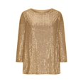 thumbnail image 6 of Shirts for Women Sequin Top Long Sleeve Gold Sparkle Shirt Glittery Top Elegant Tops Holiday Party Tops for Women, 6 of 6