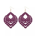 thumbnail image 5 of Floral Lattice Wood Statement Earrings Bohemia Hollow Wood Fashion Women Jewelry, 5 of 9
