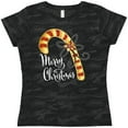 thumbnail image 3 of Inktastic Merry Christmas Red and Gold Candy Cane Women's T-Shirt, 3 of 5