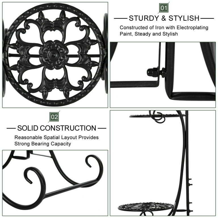 UBesGoo 4-Tier Metal Fluer-de-lis Pattern Round Panel Flowers Plant Stand UBesGoo 4-Tier Metal Fluer-de-lis Pattern Round Panel Flowers Plant Stand