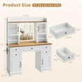 thumbnail image 2 of Makeup Vanity Desk with Mirror and Lights, Vanity Table with 3 Storage Drawers,5 Drawers, 4 Doors, Dressing Table for Bedroom, Dressing Room, White, 2 of 7