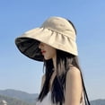thumbnail image 2 of CoCopeaunts Women Summer Sun Hats Vinyl UV Protection Sunscreen Empty Top Ponytail Hats Female Beach Wide Brim Hat Bucket Hat Women Cap, 2 of 6